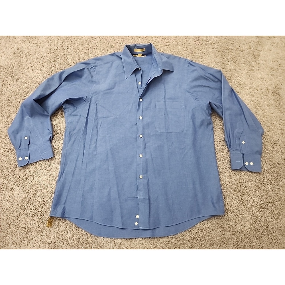 Milano Uomo Dress Shirt Mens 17 Blue Long Sleeve Business Office